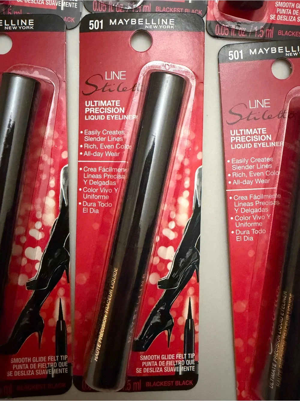 (10) Maybelline Line Stiletto Liquid Eyeliner #501 Blackest Black-Carded New